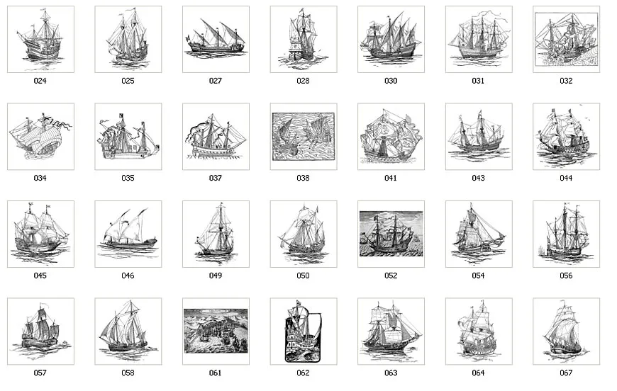 Images of vintage sailing ships and tall ships