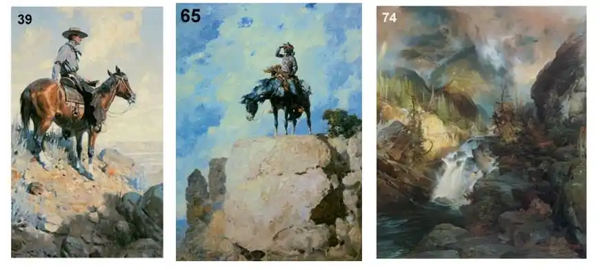 Full colour cowboy and American Wild West landscape images