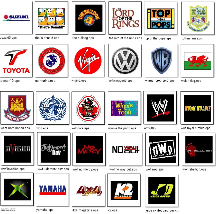 A selection of full colour world logos for famous brands and organisatons