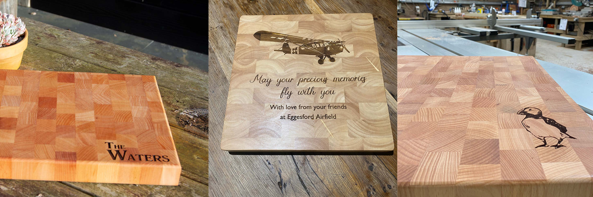 High-quality bespoke chopping boards crafted at The Sign Maker. 