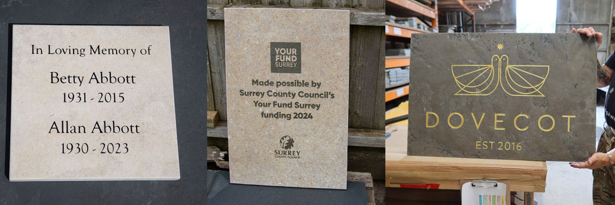 Limestone is a wonderful stone used for both memorials and house signs.