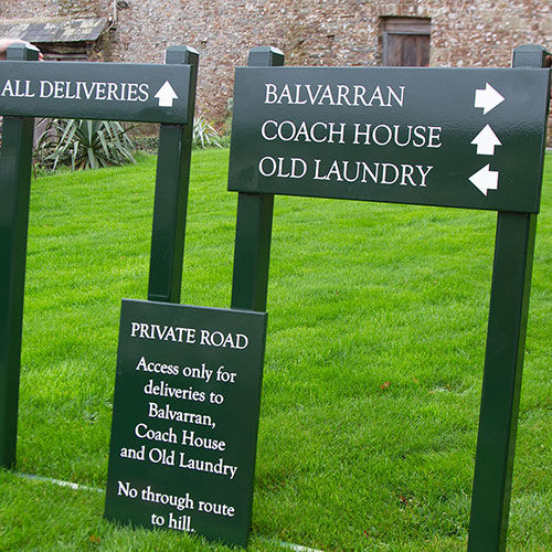 title here High-quality painted entrance signs for businesses and estates.
