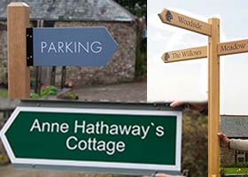 Range of directional arrow signage and finger posts.