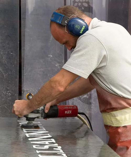 Slate signs can be made to any size. Polishing Large Slate Sign