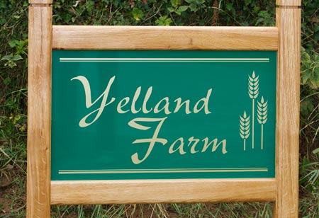 Oak framed farm sign