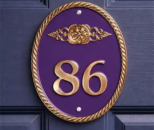 Oval Brass Door Number