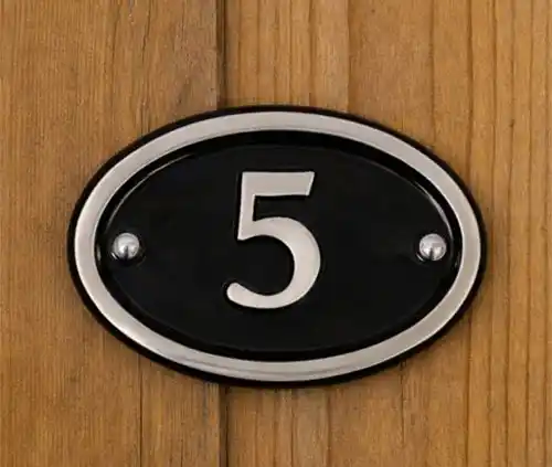 Oval Polished Aluminium Door Number