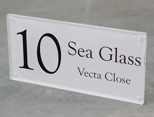 These signs can have a backing colour or be left clear. Clear Acrylic Address Sign - White Backing