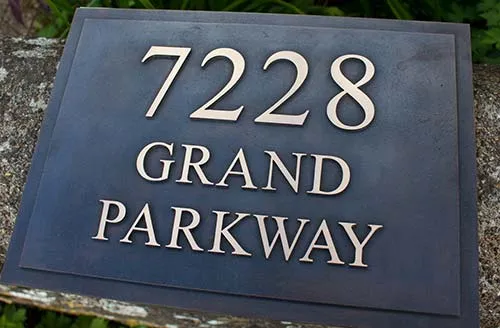 title here Bronze Address Sign