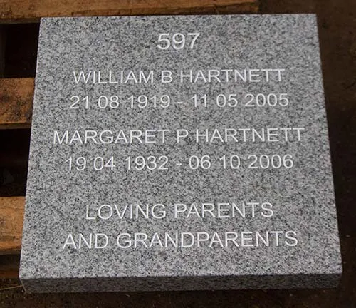 White lettering looks surprizingly good an the celtic grey granite. Celtic Grey Granite Tablet