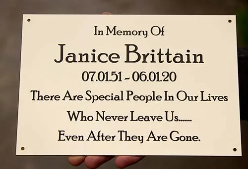 Lovely words on a brass memorial plaque. Brass Memorial Plaque