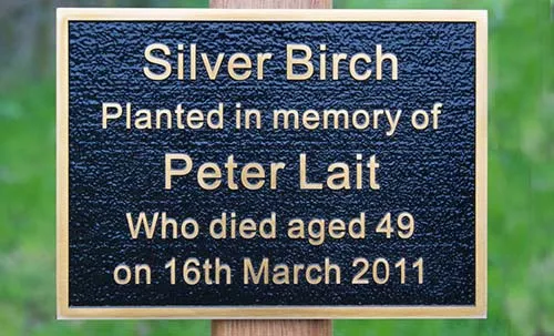 Tree stakes are available in all sizes. Bronze Memorial with Black Background