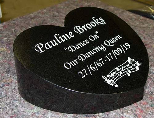 The size is 355mm x 303mm Black Granite Heart Shaped Wedge