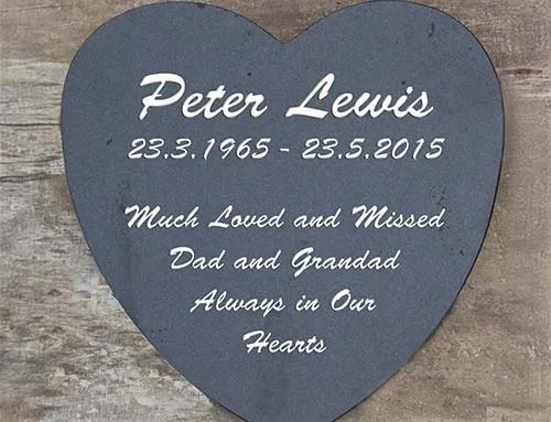 Also available in Celtic Grey Granite Black Granite Heart Shaped Plaque.