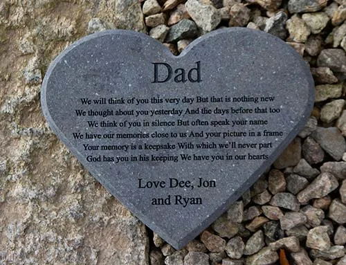 Lots of corian colours are available Grey Corian Memorial Heart for Dad