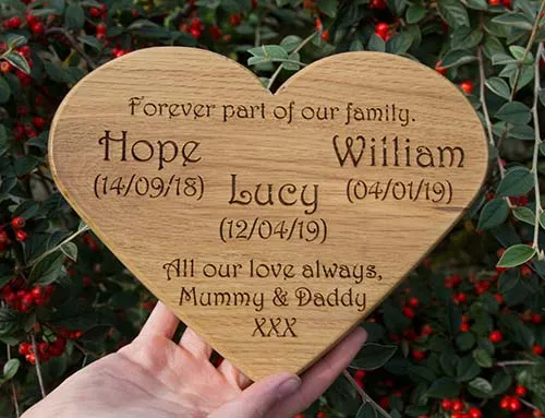 Oak is a beautiful timber but needs more maintenance than Iroko Wooden Heart Memorial in Oak