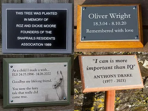 We have engraved memorial plaques in a range of materials. Memorials and Memorial Plaques
