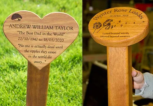 These are usually fixed with wooden dowels. Wooden Memorials on Posts