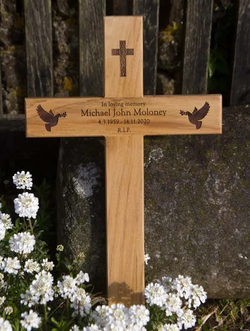 Oak Cross Grave Marker