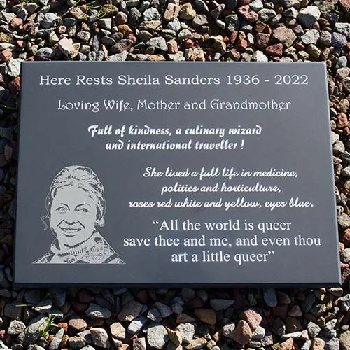 title here Slate Memorial with Photo