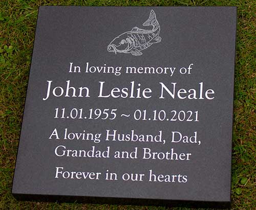 Slate Memorial With Fish Image