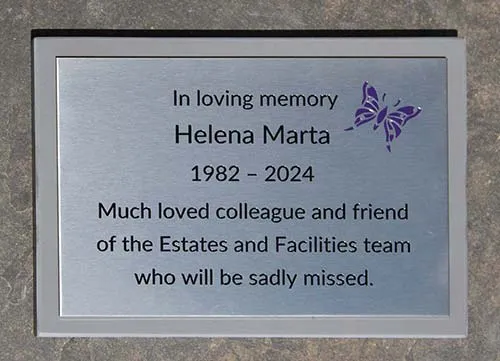 Black corian backing boards also available. Stainless Steel Memorial on Corian Backing Board.