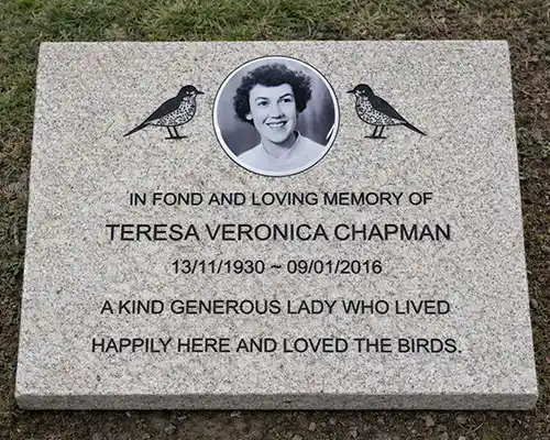 Photo Memorials Porcelain Plaque Inset into Granite