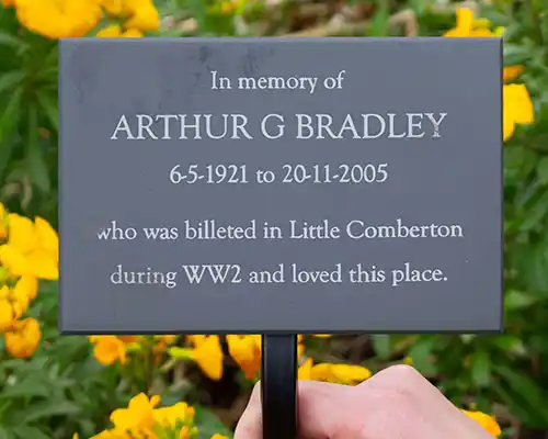 Slate Memorials Laser Engraved Slate on Tree Stake