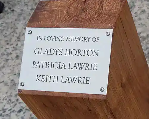 Oak Plinth Oak Plinth With Stainless Steel Plaque