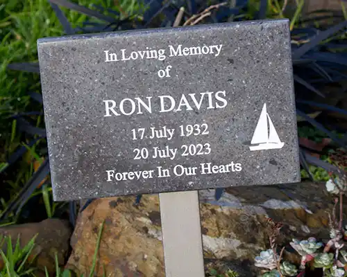 Corian Plaque on Stake Engraved Corian on Stainless Steel Stake
