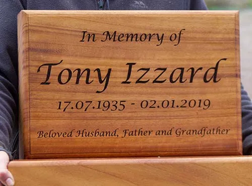 This was made to customers specifications Heavy Wooden Memorial Tablet on Plinth
