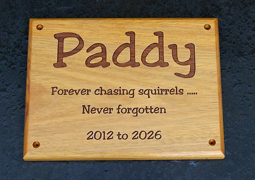 Wooden dog memorial -your choice of words. Wooden Pet Memorial - Dog