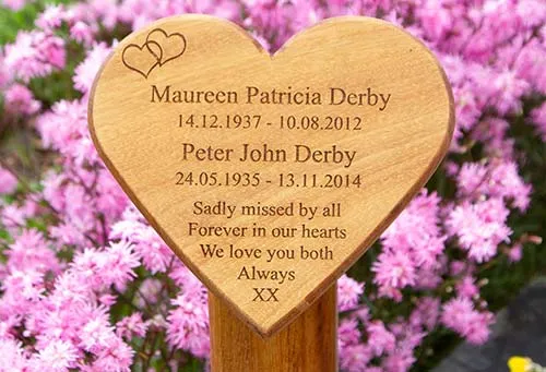 This wooden heart memorial was made from oak. Wooden Heart Memorial