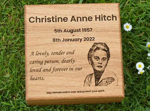 Only good quailty photos can be used. Wooden Photo Memorial Tablet