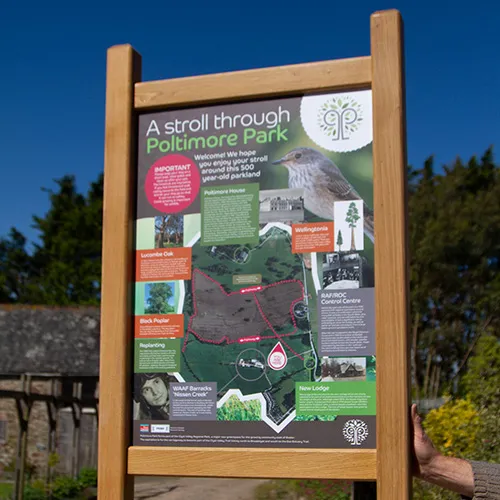 Oak framed entrance sign with posts