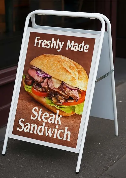 title here A-board poster holder without top panel