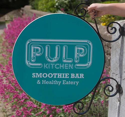 The pcv edges have been left white Projecting Sign with Full Colour Print