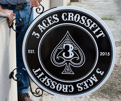 This was created slightly small than the sign leaving a white border Projecting Sign with Printed Artwork