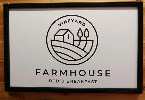 We can frame the sign boards in timber or aluminium. Framed Sign Board