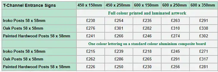Other sizes can be quoted for. Good Value Entrance Sign Prices