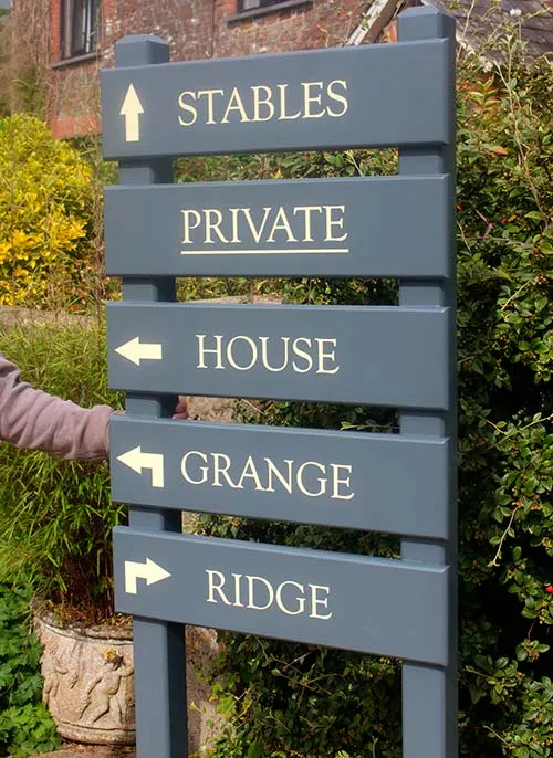 This ladder sign has five sign panels Painted Ladder Sign