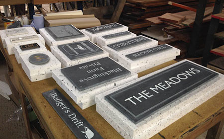 Slate signs ready for packing