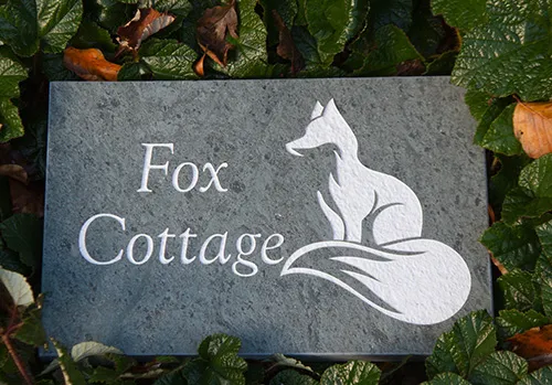 A green slate with beautiful markings Lakeland green slate sign with imah=ge