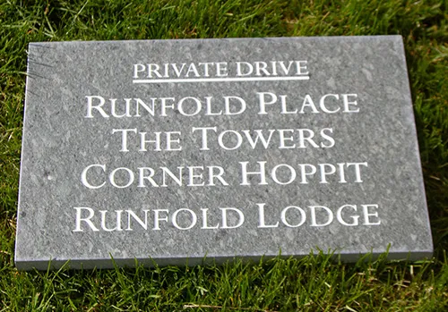This slate is very hard - when cutting the letters it feels like granite. Lakeland slate sign
