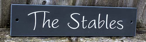 Slate house sign oiled for darker finish