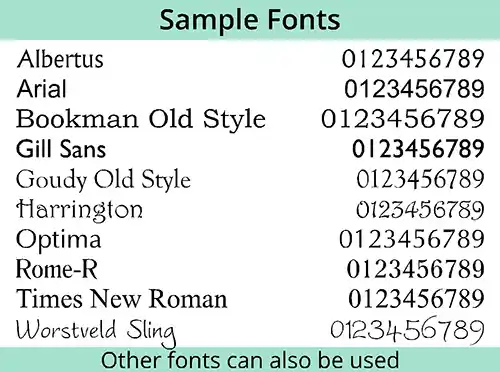 House Number Fonts