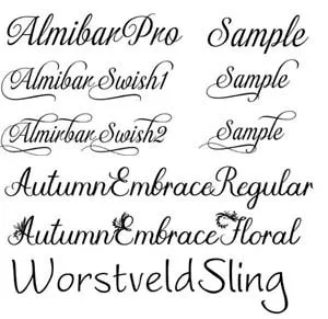 Just a few of the hunreds of fonts we have. Wedding Sign Fonts
