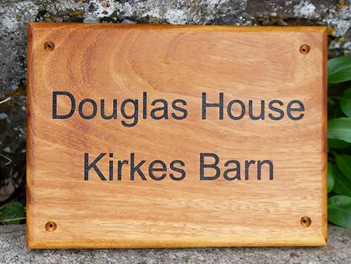 Devon Oil is the best treatment for Iroko. Iroko Wood House Sign
