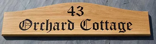 This sign was made in oak - we can shape wooden sign Arch Top Wooden House Sign