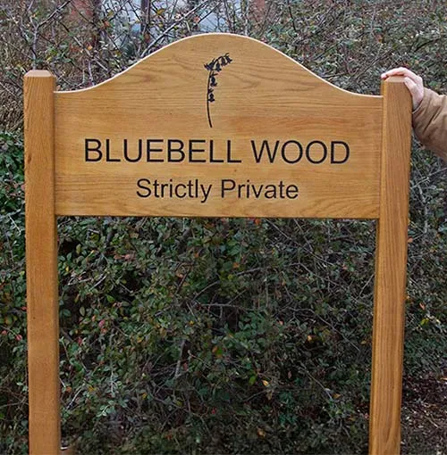 Oak is a very beautiful timber. Oak Sign with Arch Top Moriced into the Posts